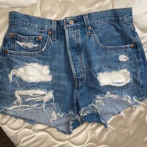 Distressed Levi Jean Shorts